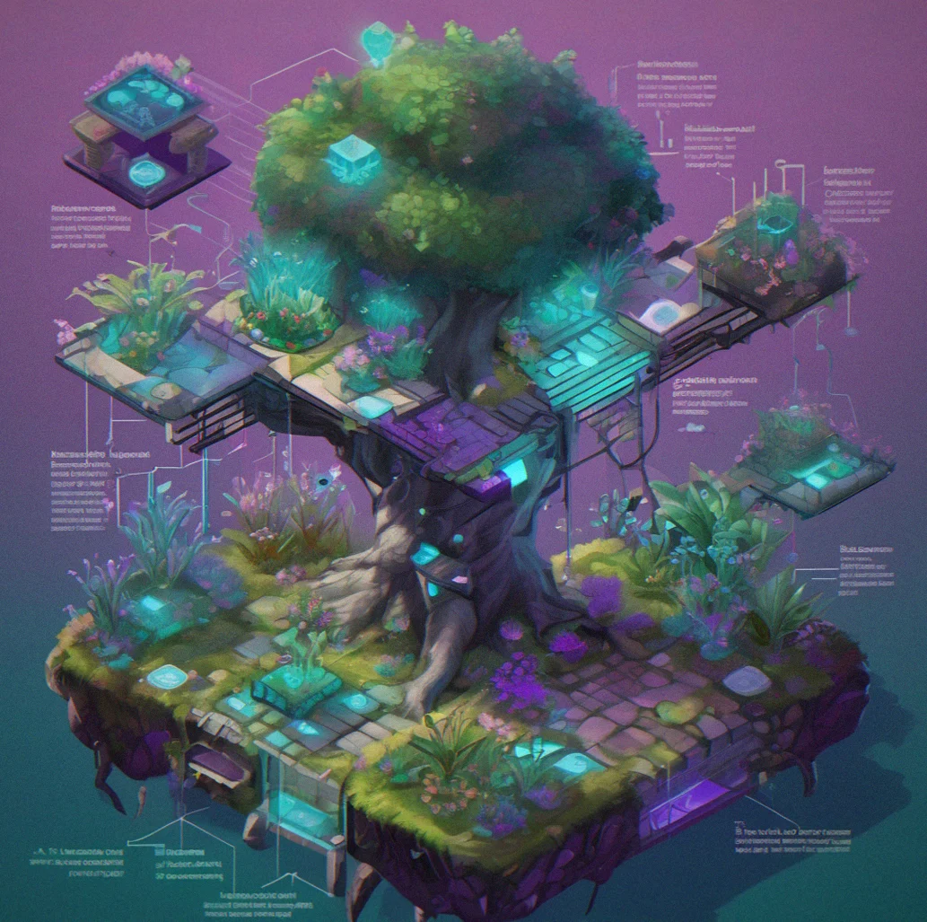 Progression tree showing locked and unlocked module types, with advanced hybrid nodes visible at higher tiers